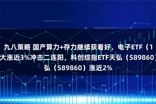 九八策略 国产算力+存力继续获看好，电子ETF（159997）大涨近3%冲击二连阳，科创综指ETF天弘（589860）涨近2%